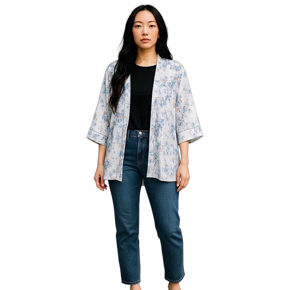 NWT Boho Floral Kimono by Roshop Size 1X